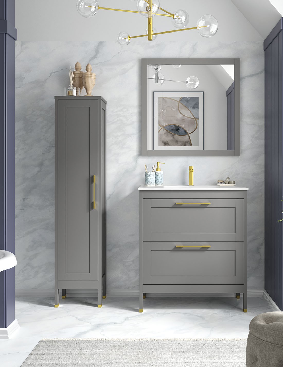Mueble de baño rústico con patas
