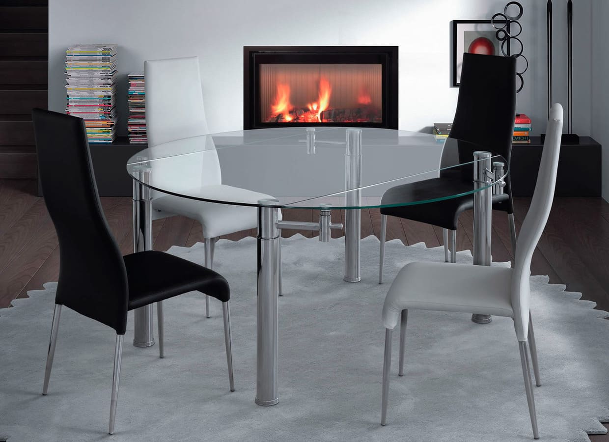 Mesa de comedor redonda cristal